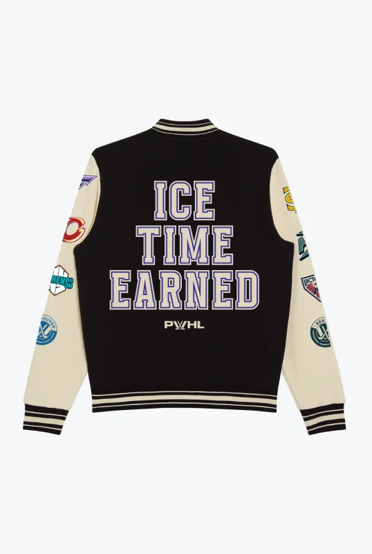 Ice Time Earned Letterman Jacket - Black sold by Peace-Collective
