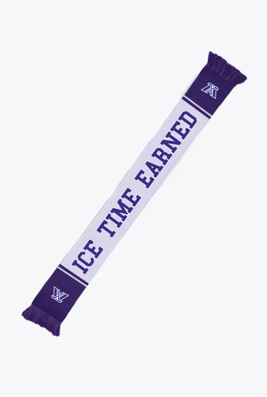 Ice Time Earned Knit Scarf - Purple made by Peace-Collective