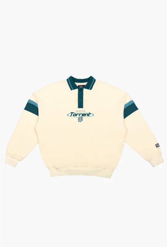 Seattle Torrent Oversized Rugby - Ivory / Emerald Green made by Peace-Collective