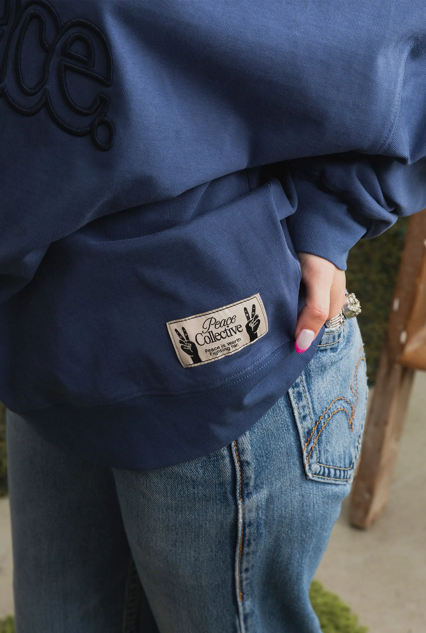 Peace Pigment Dye Crewneck - Navy sold by Peace-Collective product image thumbnail 3