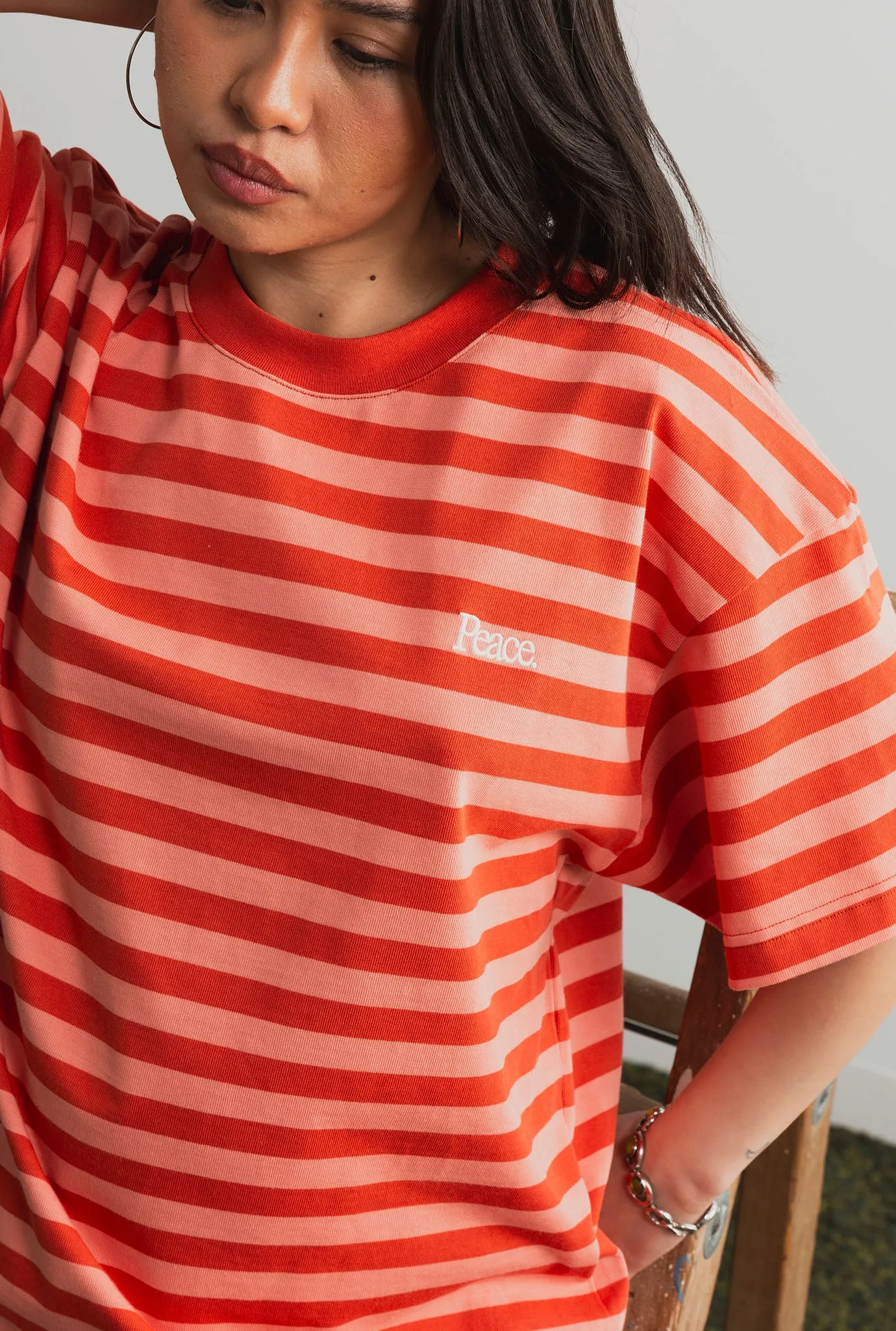Peace Striped Heavyweight T-Shirt - Terra Cotta sold by Peace-Collective product image thumbnail 3