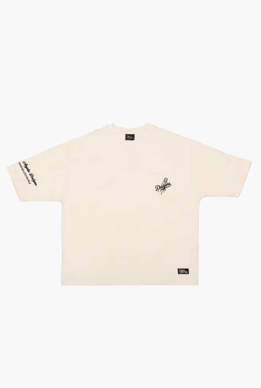 Los Angeles Dodgers Preppy Heavyweight Pocket T-Shirt - Ivory sold by Peace-Collective