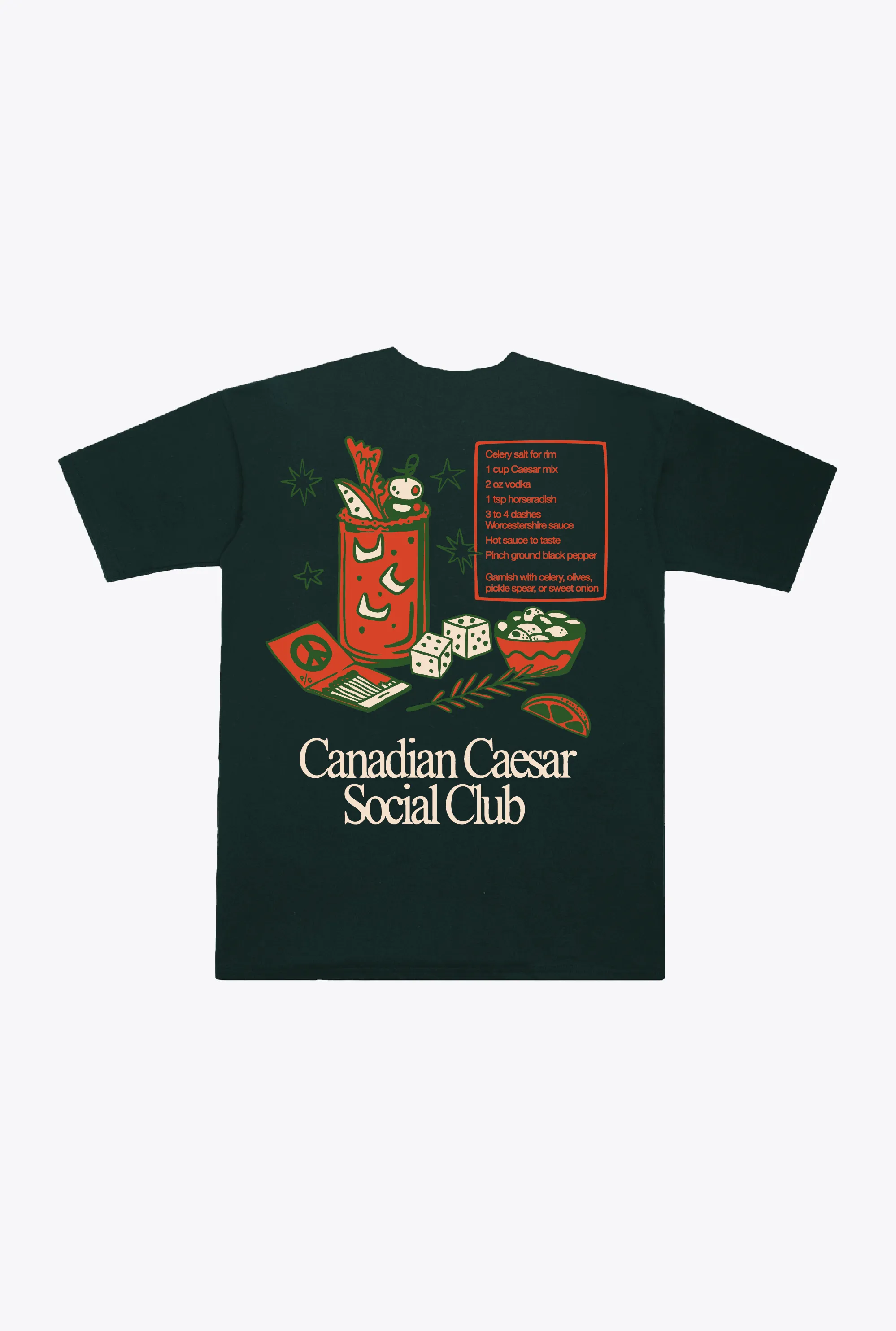 Backyard Canadian Ceasar Club Heavyweight T-Shirt - Forest Green sold by Peace-Collective