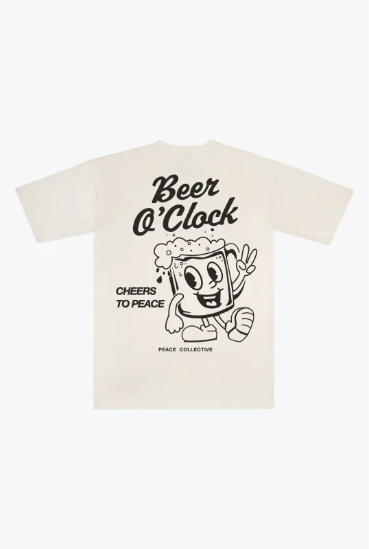 Beer O' Clock Heavyweight T-Shirt - Ivory made by Peace-Collective