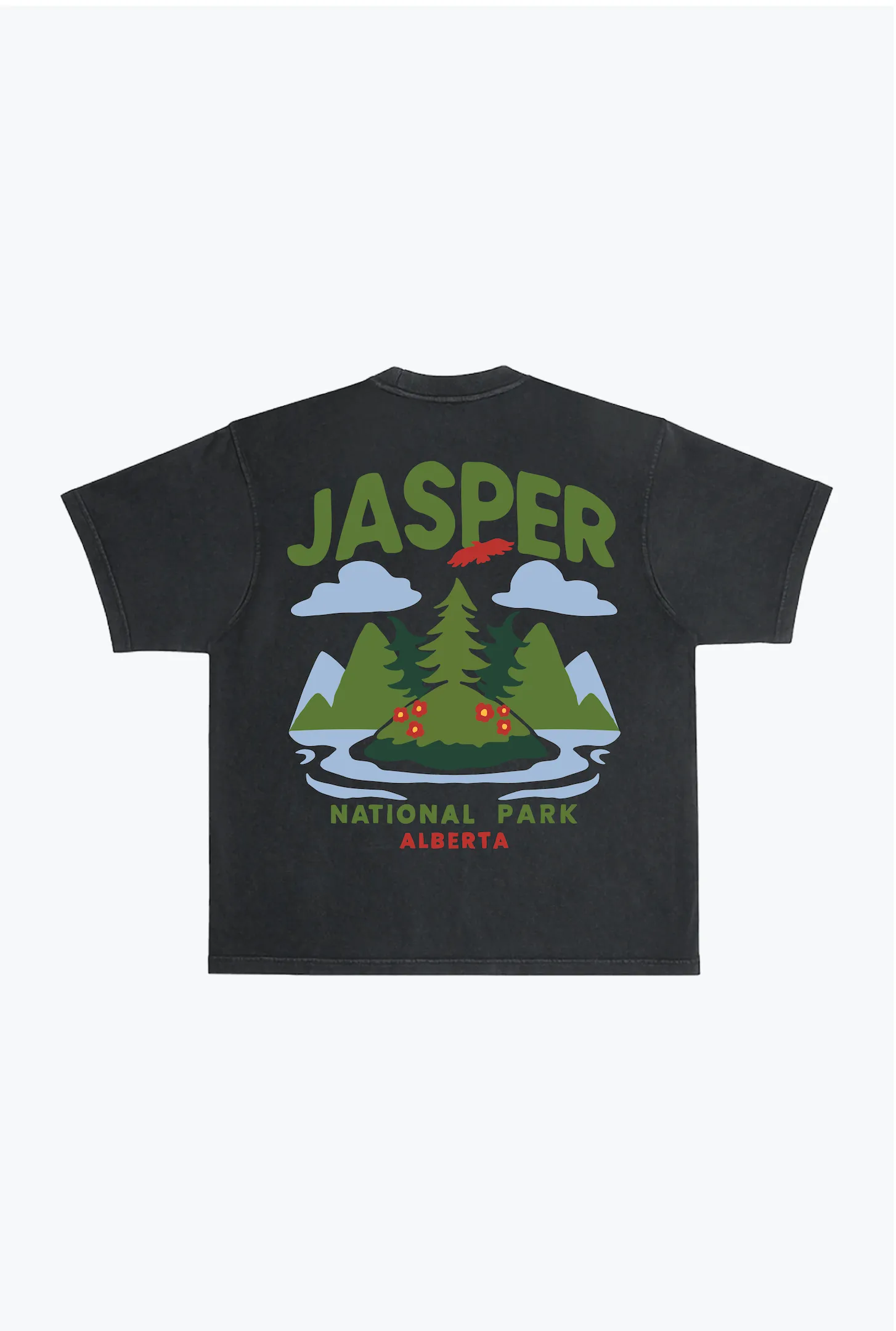Jasper National Park Heavyweight Garment Dyed T-Shirt - Black sold by Peace-Collective