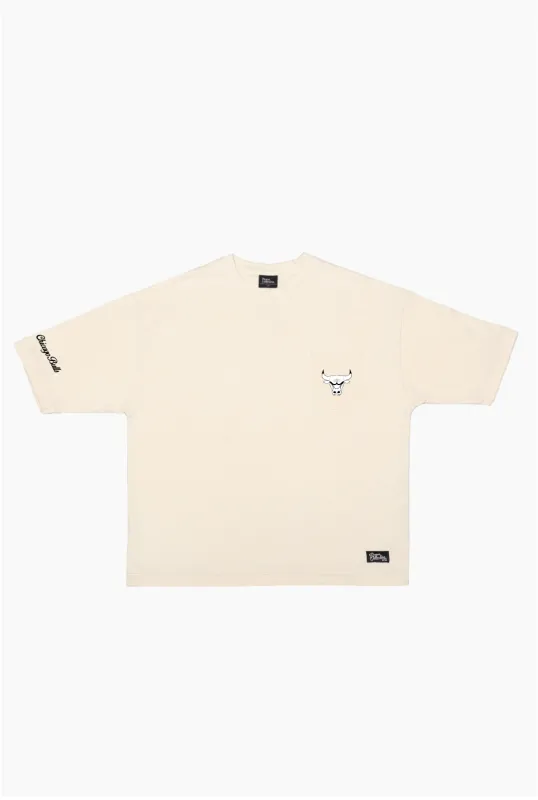 Chicago Bulls Preppy Heavyweight Pocket T-Shirt - Ivory made by Peace-Collective