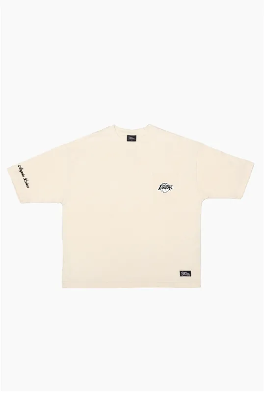 Los Angeles Lakers Preppy Heavyweight Pocket T-Shirt - Ivory made by Peace-Collective