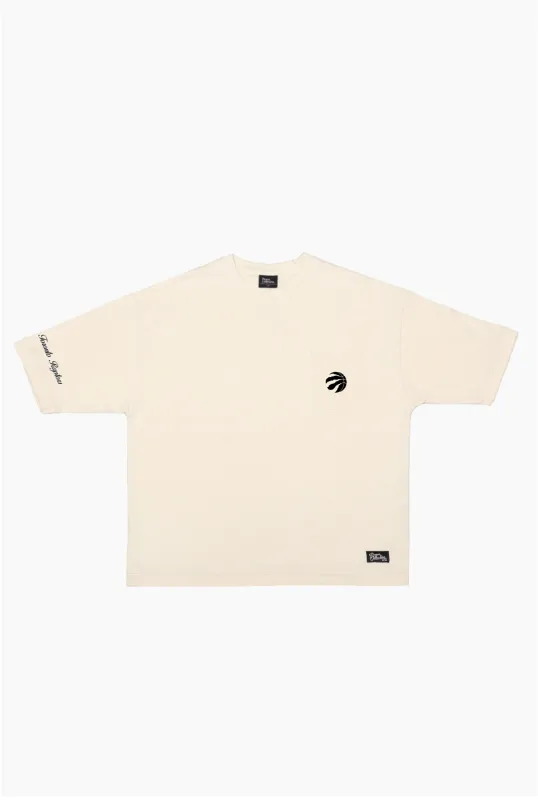 Toronto Raptors Preppy Heavyweight Pocket T-Shirt - Ivory made by Peace-Collective