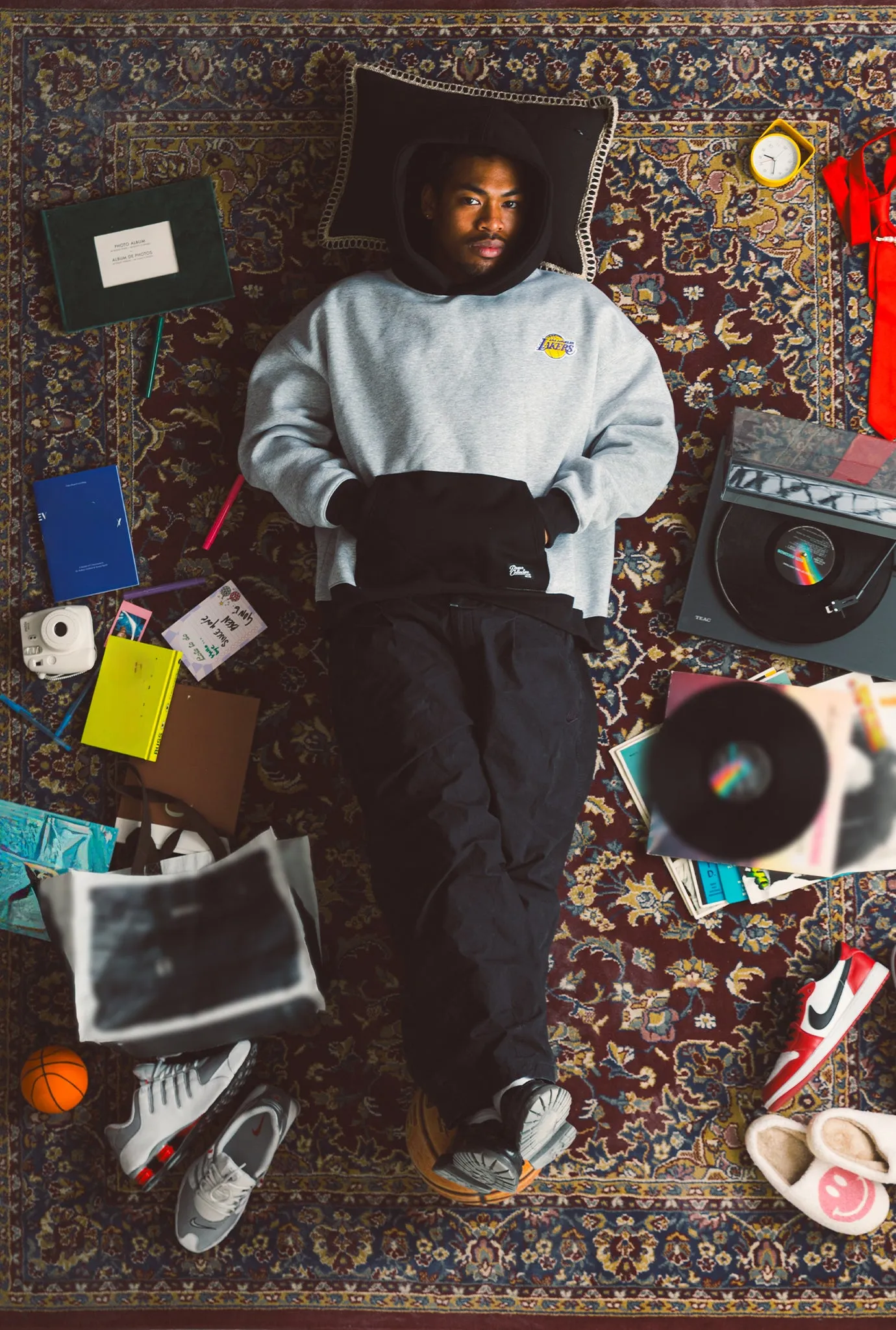 Los Angeles Lakers Colour Block Heavyweight Hoodie - Black / Grey Melange sold by Peace-Collective product image thumbnail 2