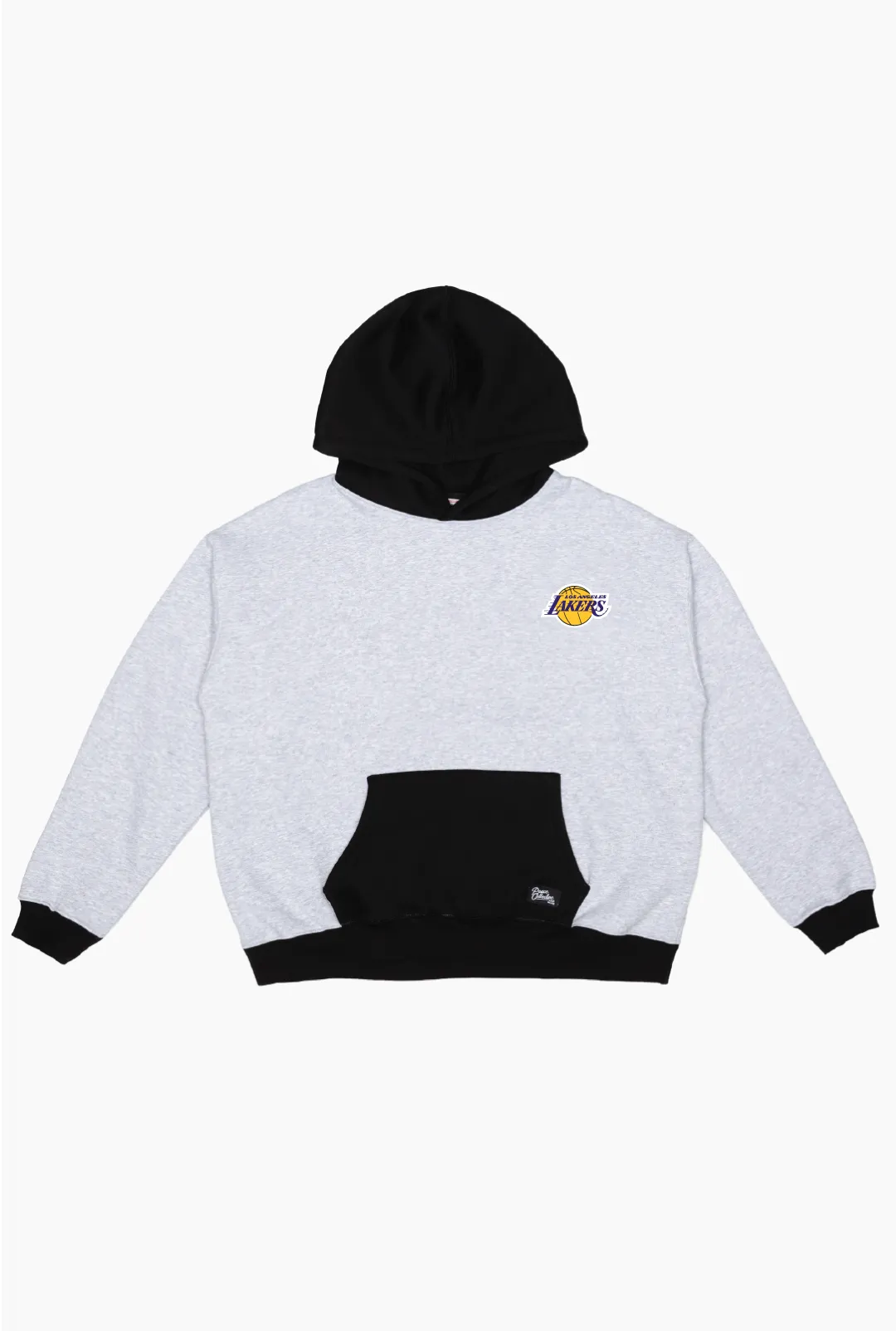 Los Angeles Lakers Colour Block Heavyweight Hoodie - Black / Grey Melange sold by Peace-Collective