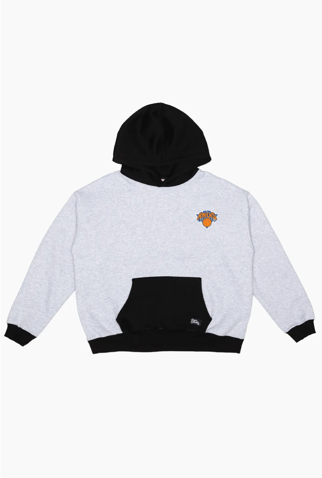 New York Knicks Colour Block Heavyweight Hoodie - Black / Grey Melange sold by Peace-Collective
