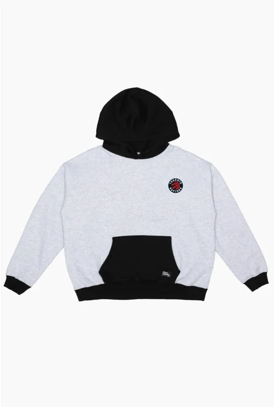 Toronto Raptors Colour Block Heavyweight Hoodie - Black / Grey Melange made by Peace-Collective