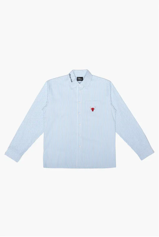 Chicago Bulls Long Sleeve Poplin Shirt - White / Blue made by Peace-Collective