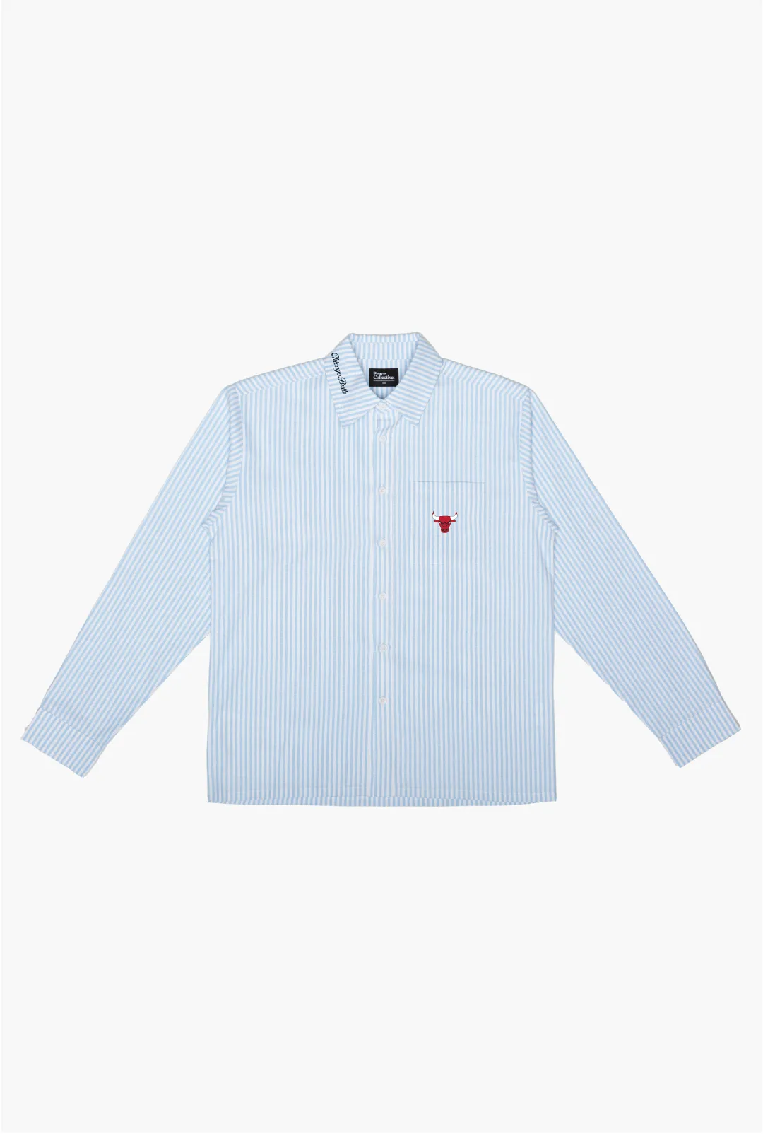 Chicago Bulls Long Sleeve Poplin Shirt - White / Blue sold by Peace-Collective