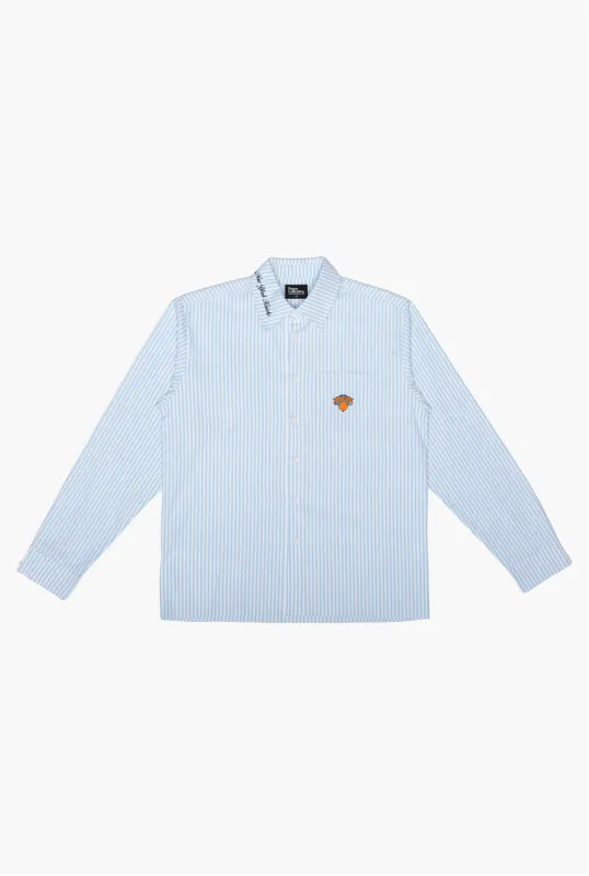 New York Knicks Long Sleeve Poplin Shirt - White / Blue made by Peace-Collective
