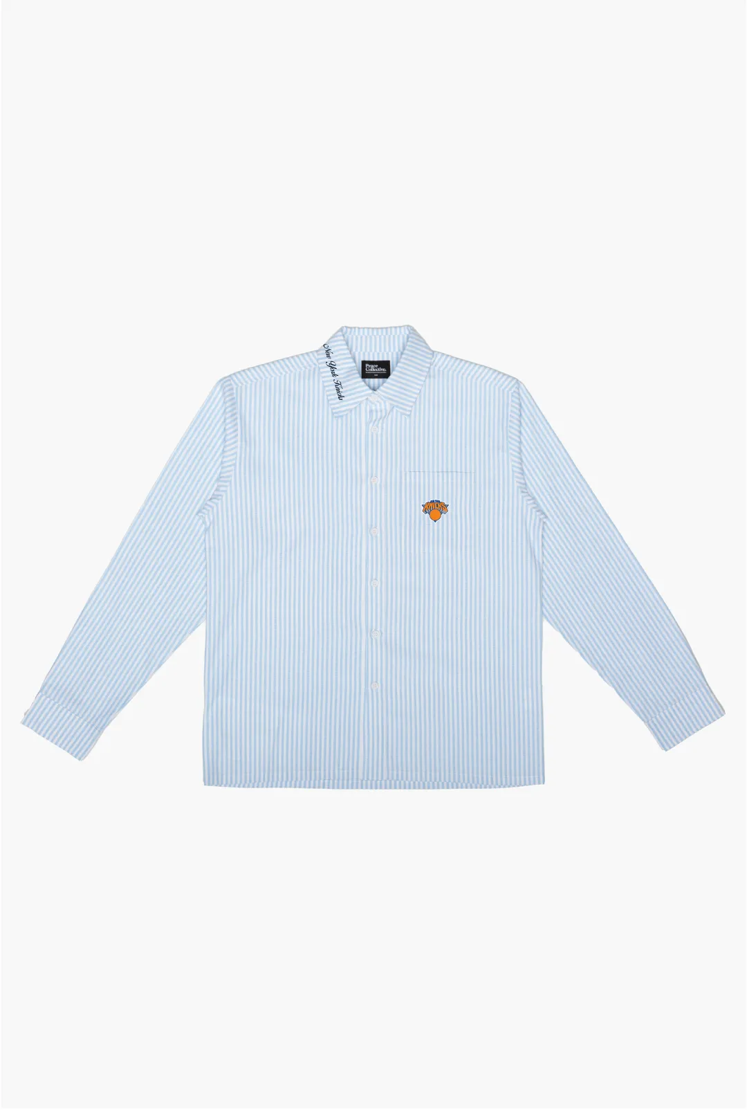 New York Knicks Long Sleeve Poplin Shirt - White / Blue sold by Peace-Collective