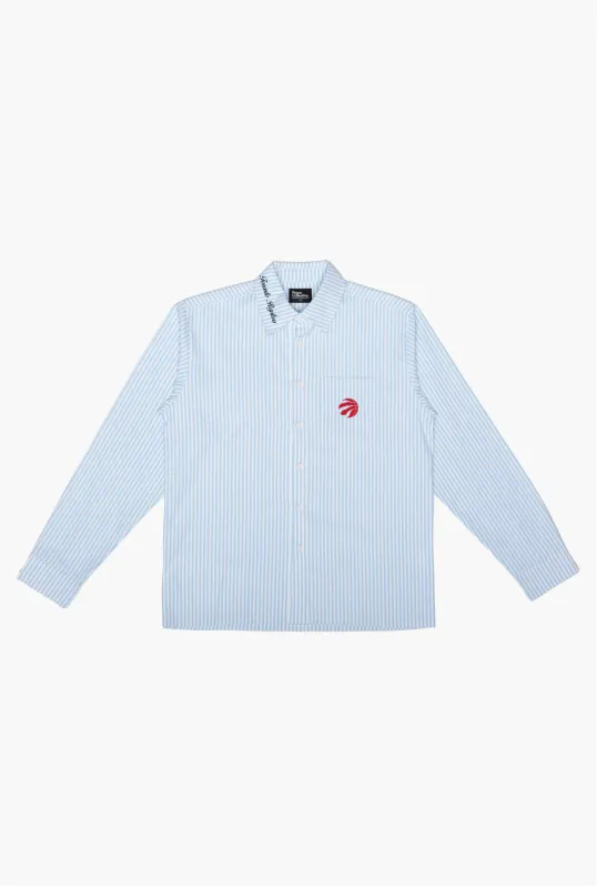 Toronto Raptors Long Sleeve Poplin Shirt - White / Blue made by Peace-Collective