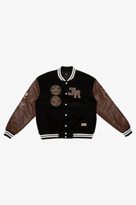 P/C x Jackie Robinson Letterman Jacket - Black made by Peace-Collective