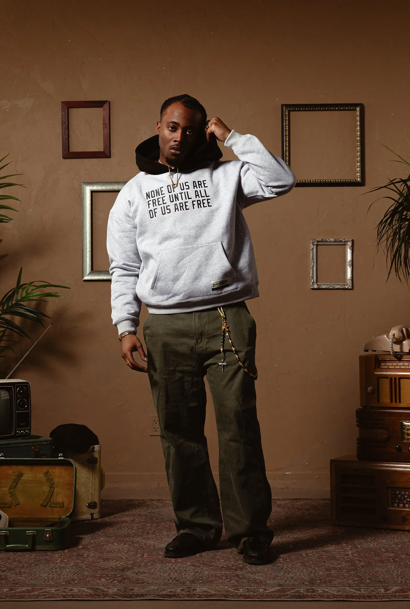 P/C x Jackie Robinson Colour Block Heavyweight Hoodie - Ash sold by Peace-Collective product image thumbnail 3