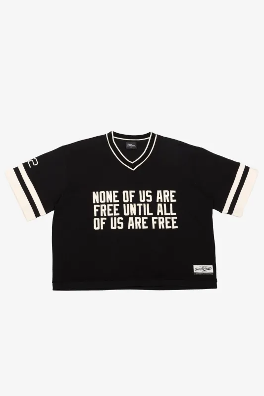 P/C x Jackie Robinson Heavyweight V-Neck T-Shirt - Black made by Peace-Collective