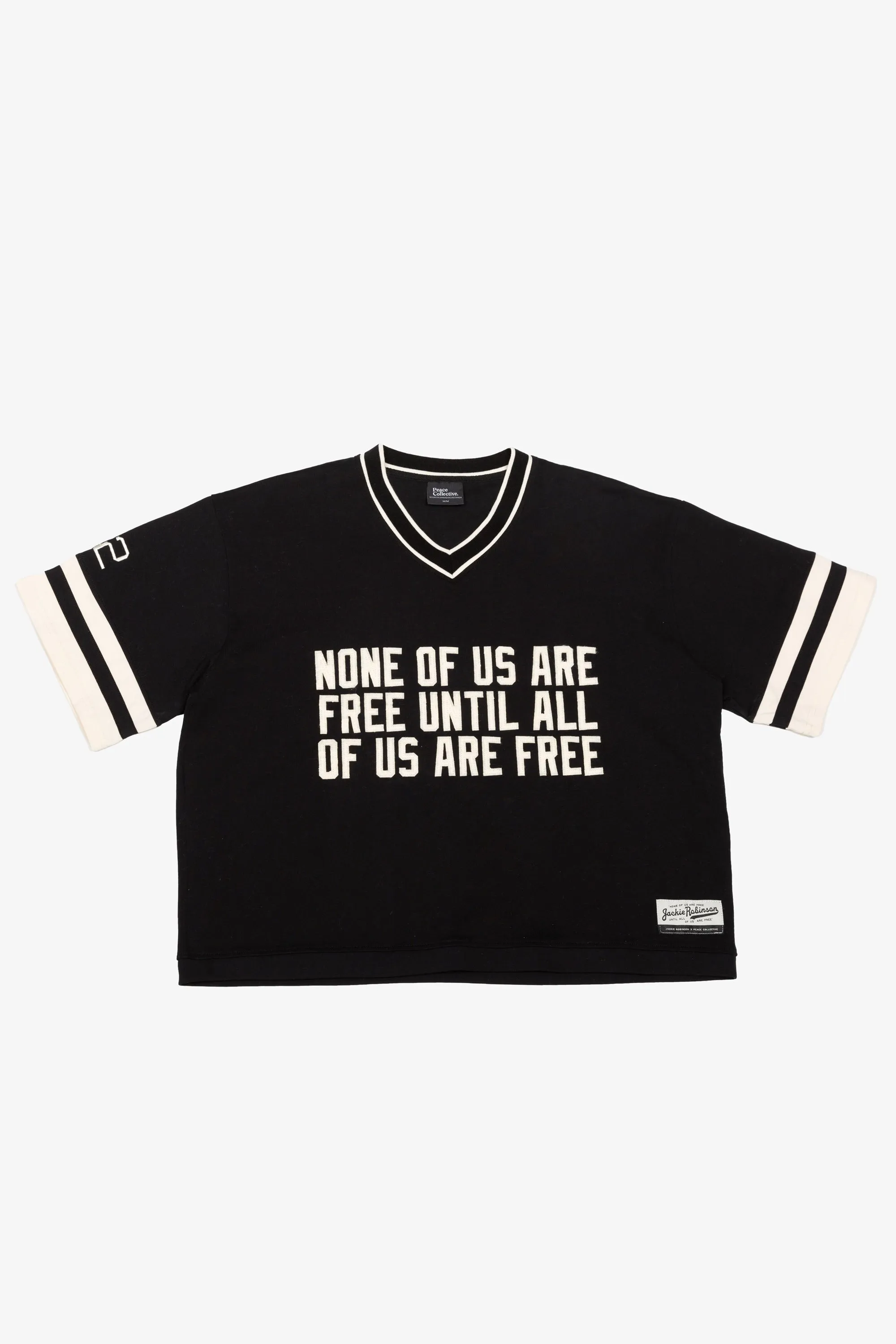 P/C x Jackie Robinson Heavyweight V-Neck T-Shirt - Black sold by Peace-Collective
