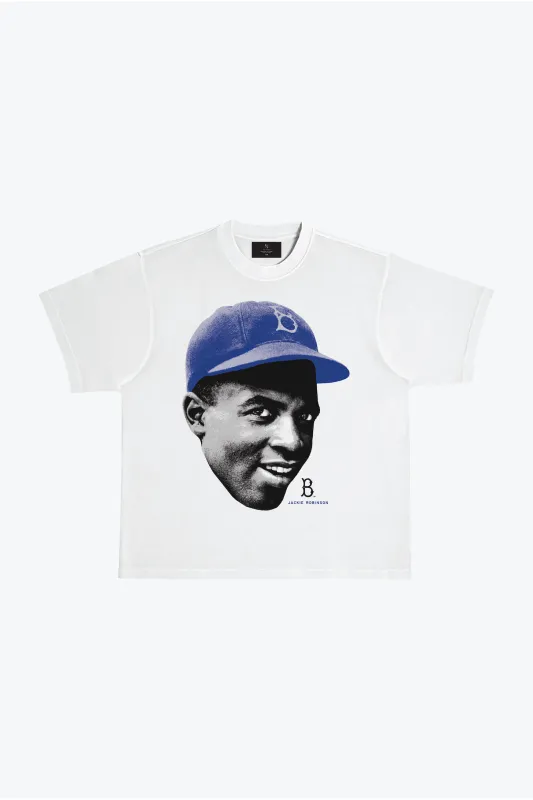 P/C x Jackie Robinson Heavyweight Garment Dyed T-Shirt - White made by Peace-Collective