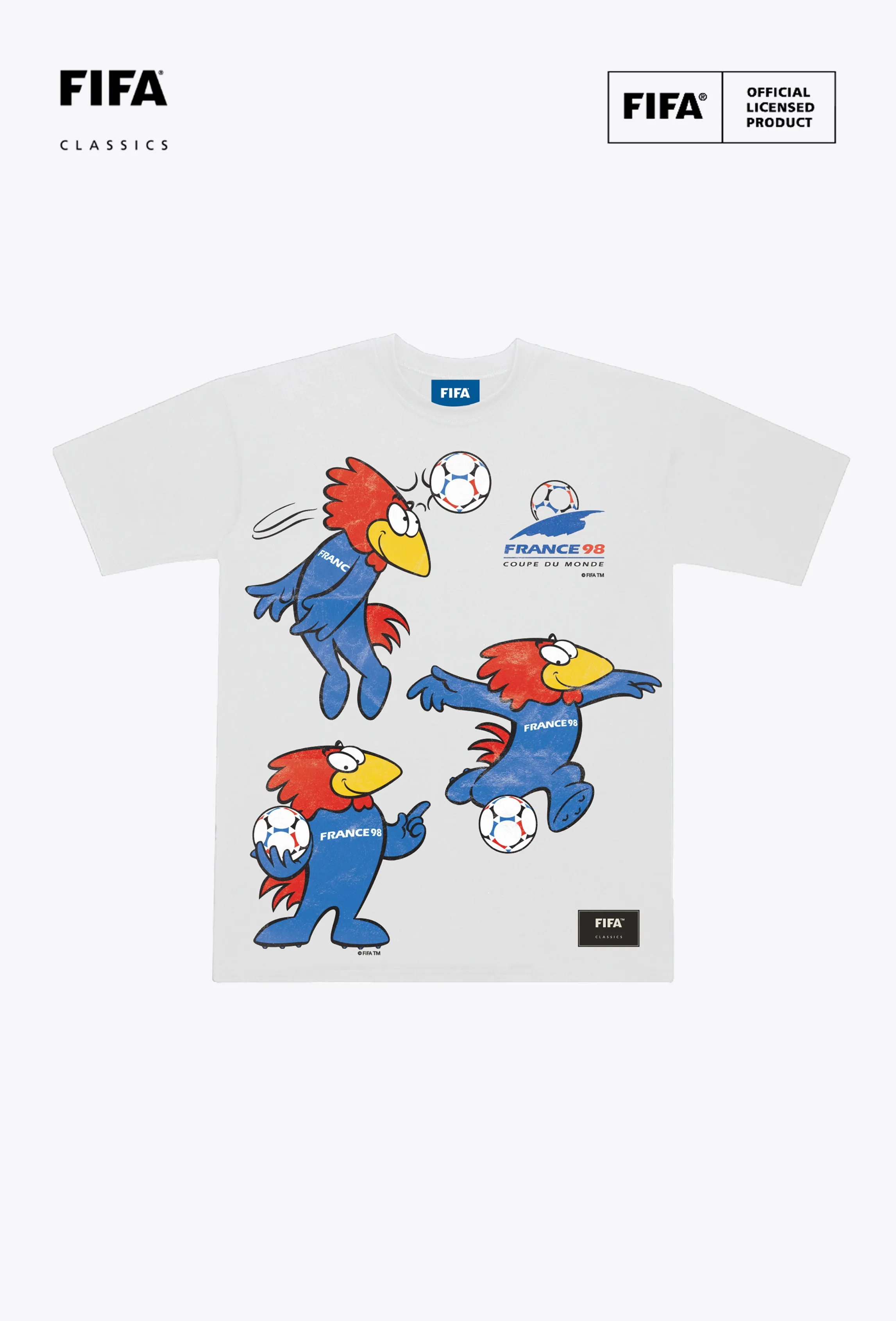 FIFA World Cup 1998™ France Mascot Heavyweight T-Shirt - White sold by Peace-Collective