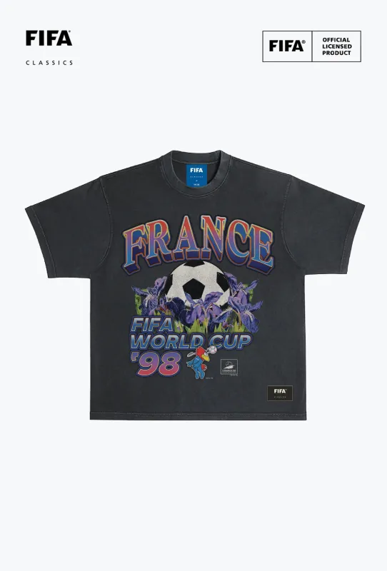 FIFA World Cup 1998™ France Photorealistic Heavyweight Garment Dyed T-Shirt - Black made by Peace-Collective