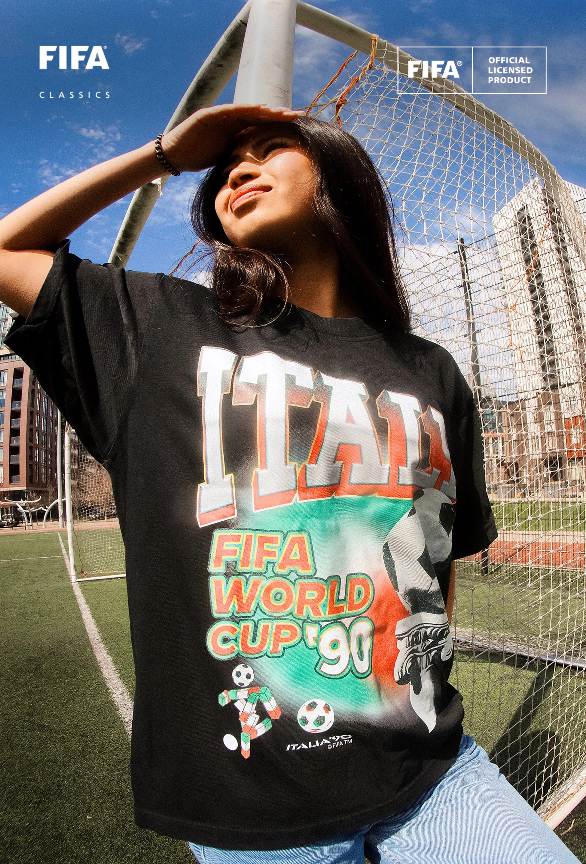 FIFA World Cup 1990™ Italy Photorealistic Heavyweight Garment Dyed T-Shirt - Black sold by Peace-Collective product image thumbnail 2