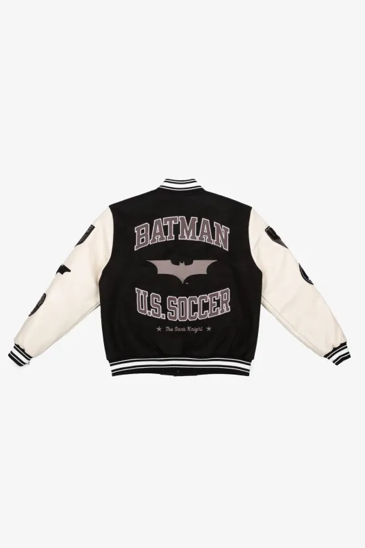 US Soccer | DC Batman Nylon Varsity Jacket - Black made by Peace-Collective