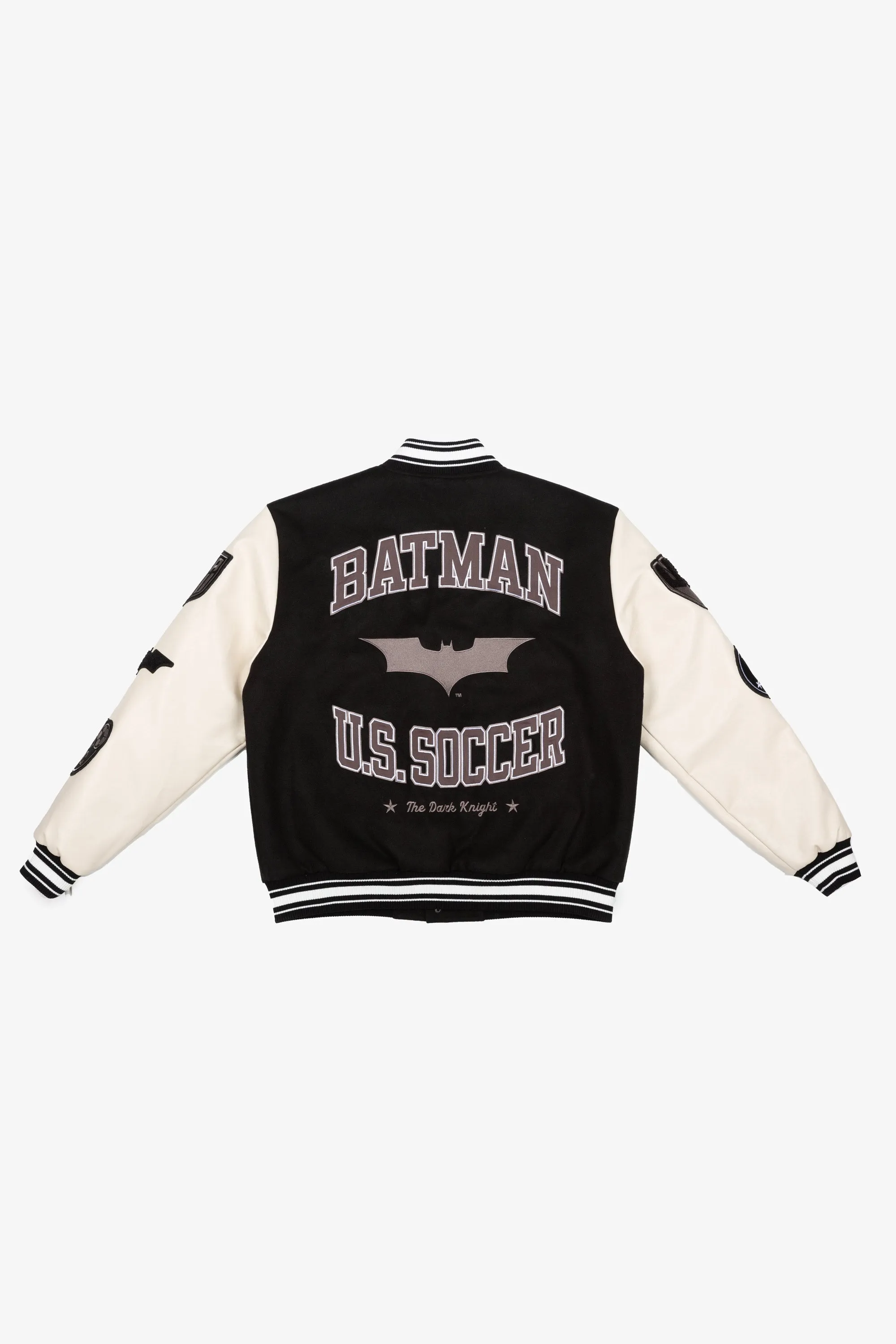 US Soccer | DC Batman Nylon Varsity Jacket - Black sold by Peace-Collective