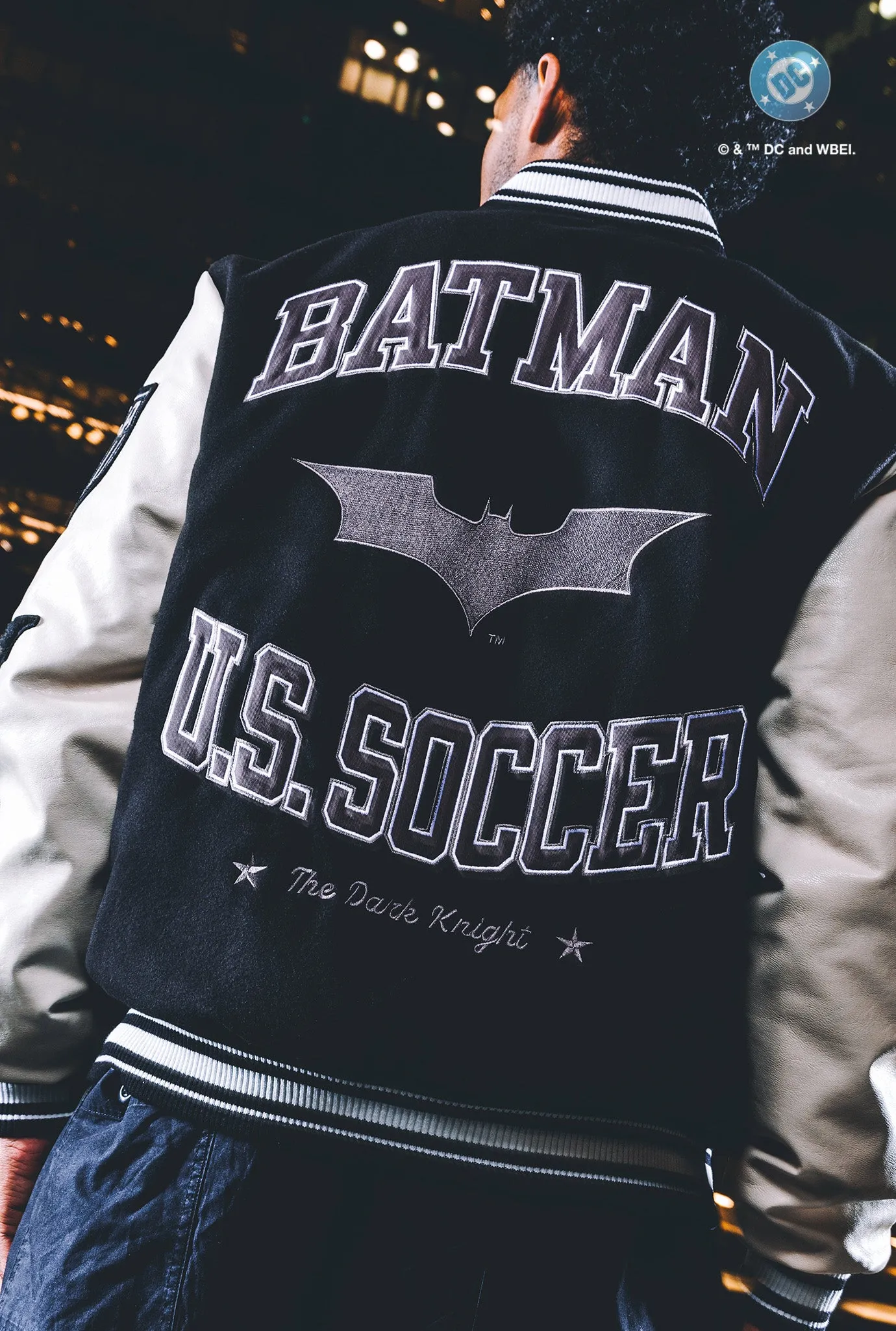 US Soccer | DC Batman Nylon Varsity Jacket - Black sold by Peace-Collective product image thumbnail 5