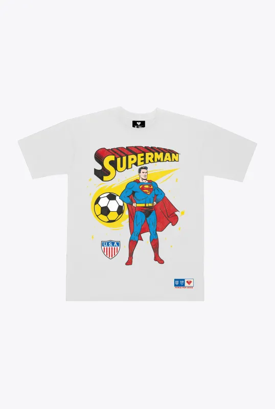 US Soccer | DC Superman Comet Heavyweight T-Shirt - White made by Peace-Collective