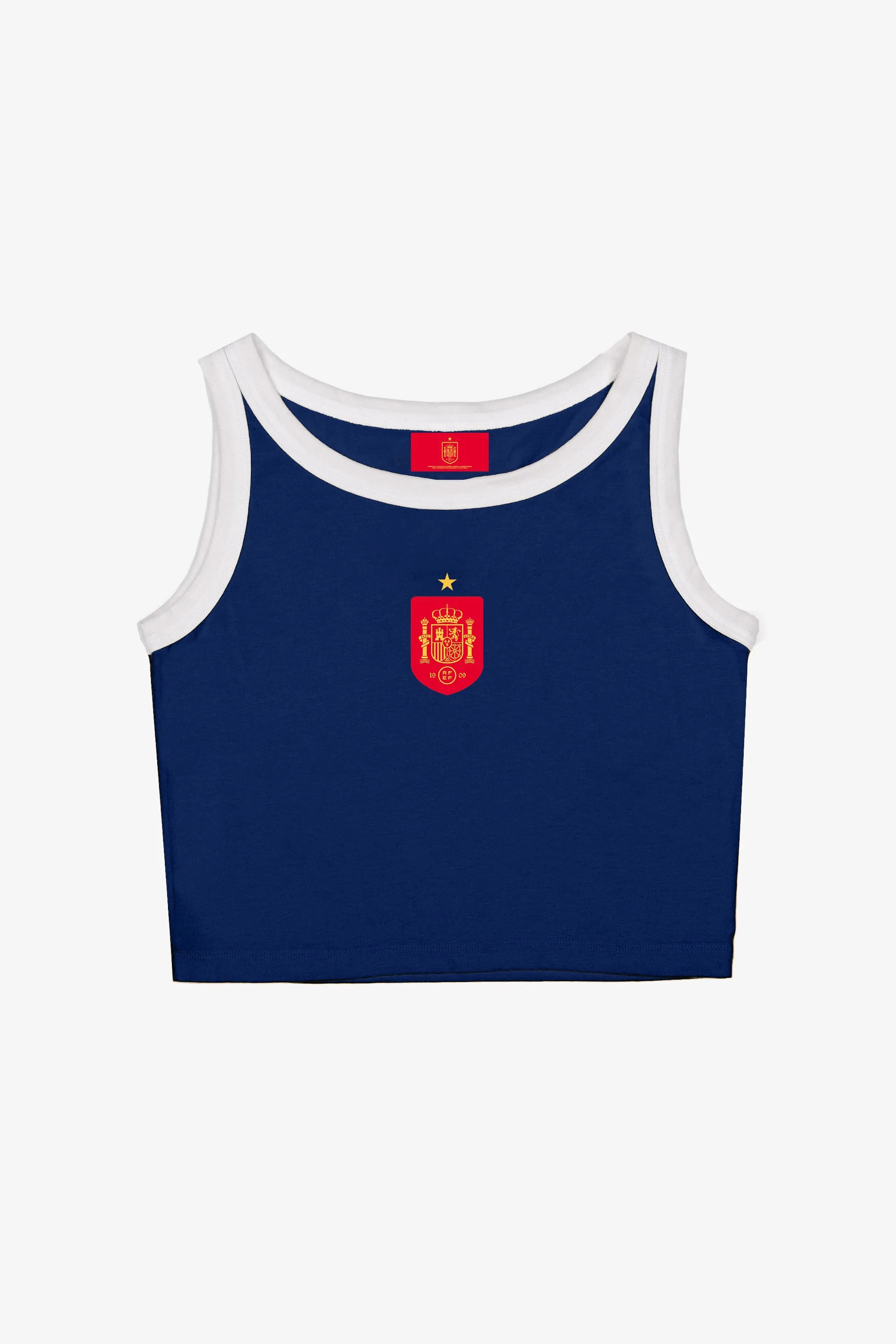 Spain Women's Cropped Tank - Navy sold by Peace-Collective