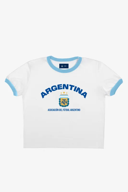 Argentina Cropped Ringer T-Shirt - White made by Peace-Collective