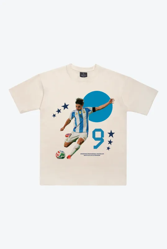 Argentina Julian Alvarez Heavyweight T-Shirt - Ivory made by Peace-Collective