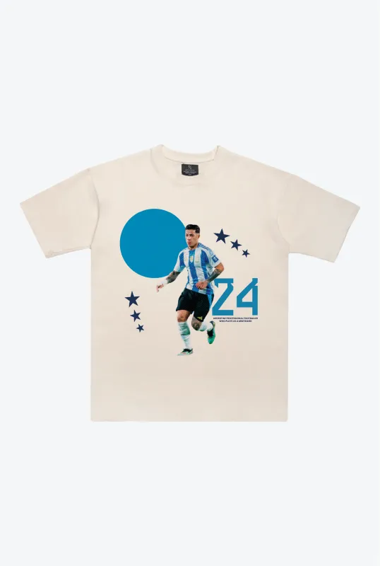 Argentina Enzo Fernandez Heavyweight T-Shirt - Ivory made by Peace-Collective