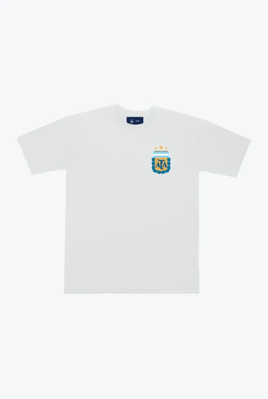 Argentina Football Heavyweight T-Shirt - White made by Peace-Collective