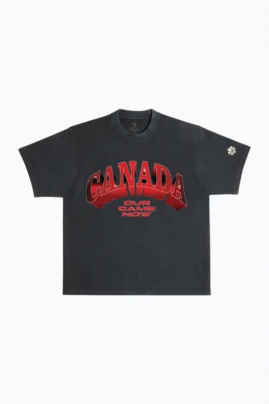 Canada Soccer Heavyweight Garment Dyed T-Shirt - Black made by Peace-Collective