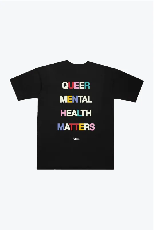 Queer Mental Health Matters Heavyweight T-Shirt - Black made by Peace-Collective
