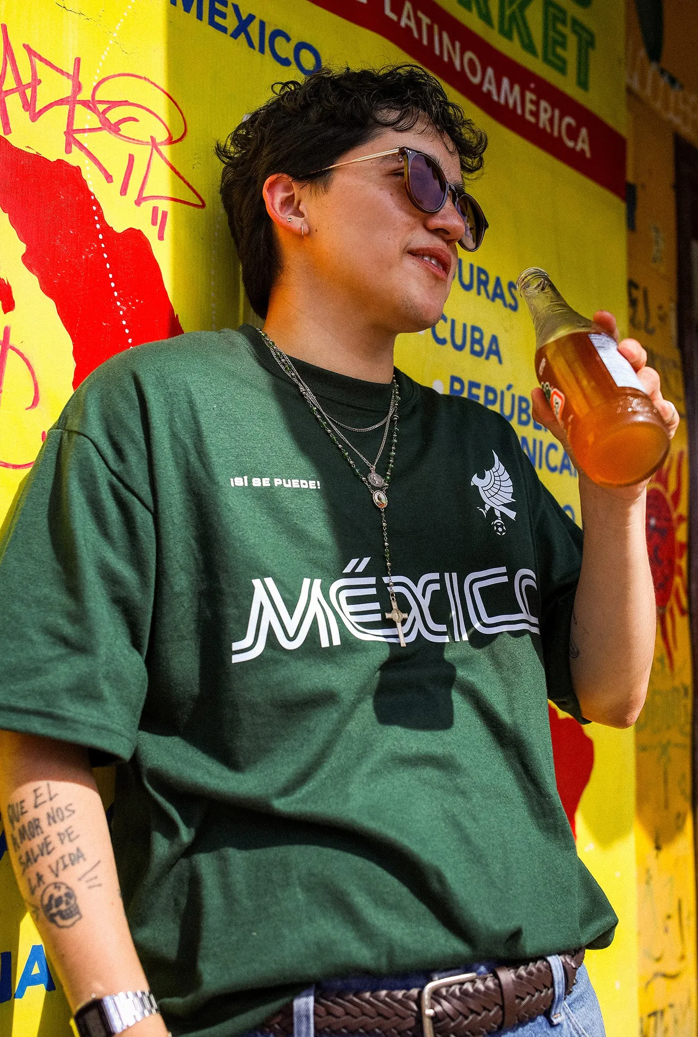 Mexico Tri Logo T-Shirt - Green sold by Peace-Collective product image thumbnail 2