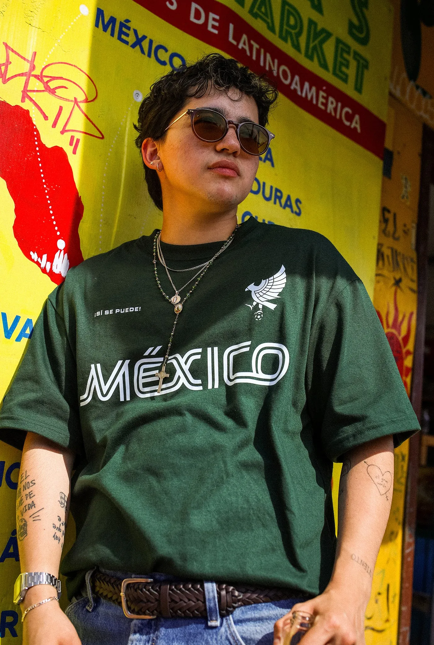 Mexico Tri Logo T-Shirt - Green sold by Peace-Collective product image thumbnail 3