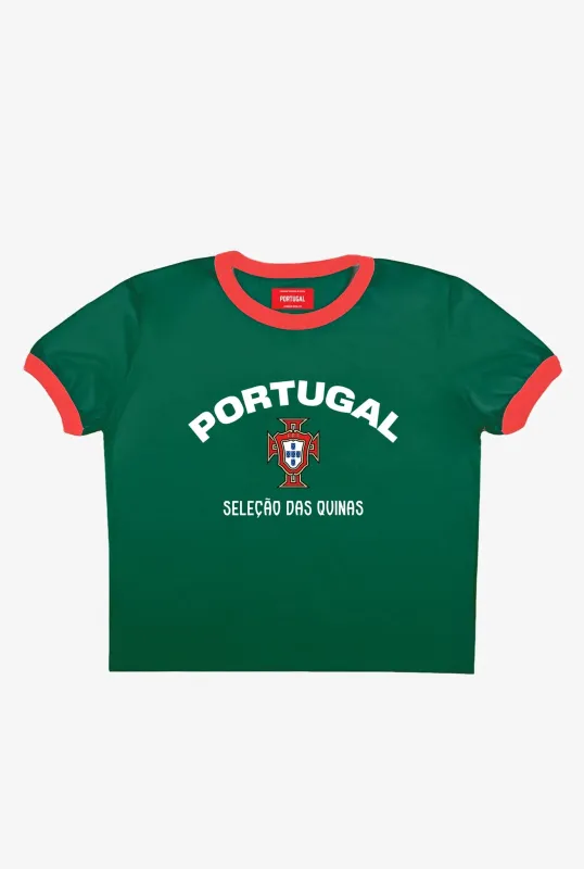 Portugal Cropped Ringer T-Shirt - Forest Green / Red made by Peace-Collective