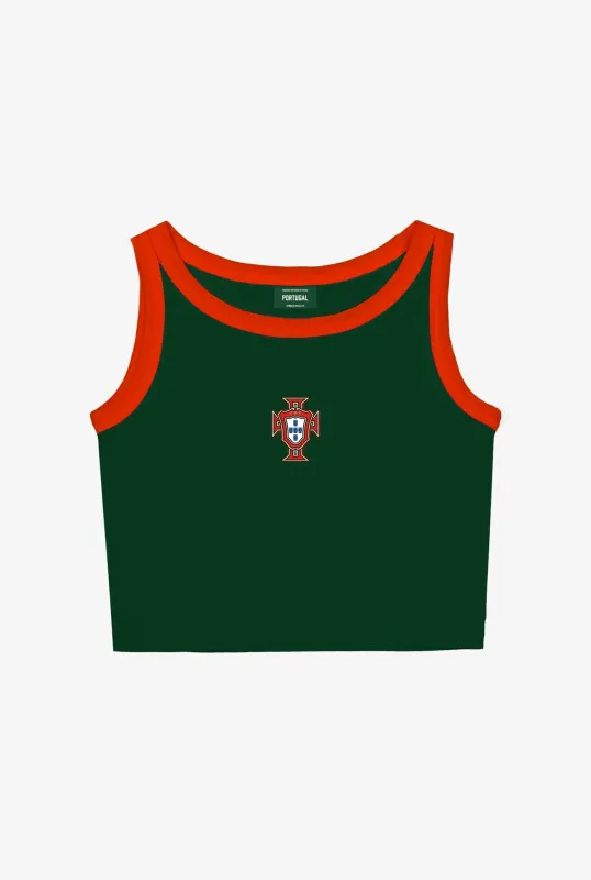 Portugal Women's Cropped Tank - Forest Green / Red made by Peace-Collective