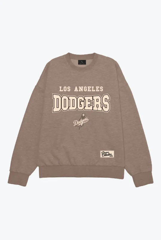 Los Angeles Dodgers Melange Heavyweight Crewneck - Cocoa made by Peace-Collective