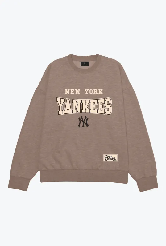 New York Yankees Melange Heavyweight Crewneck - Cocoa made by Peace-Collective