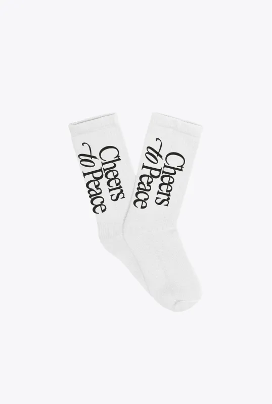 Cheers to Peace Crew Socks - White made by Peace-Collective