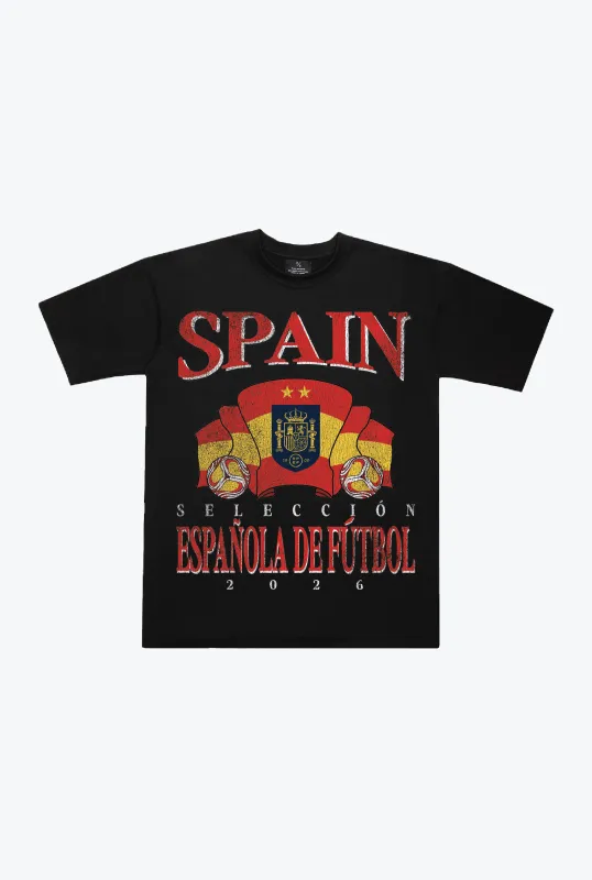 Spain 2026 World Cup Champions Heavyweight T-Shirt - Black made by Peace-Collective