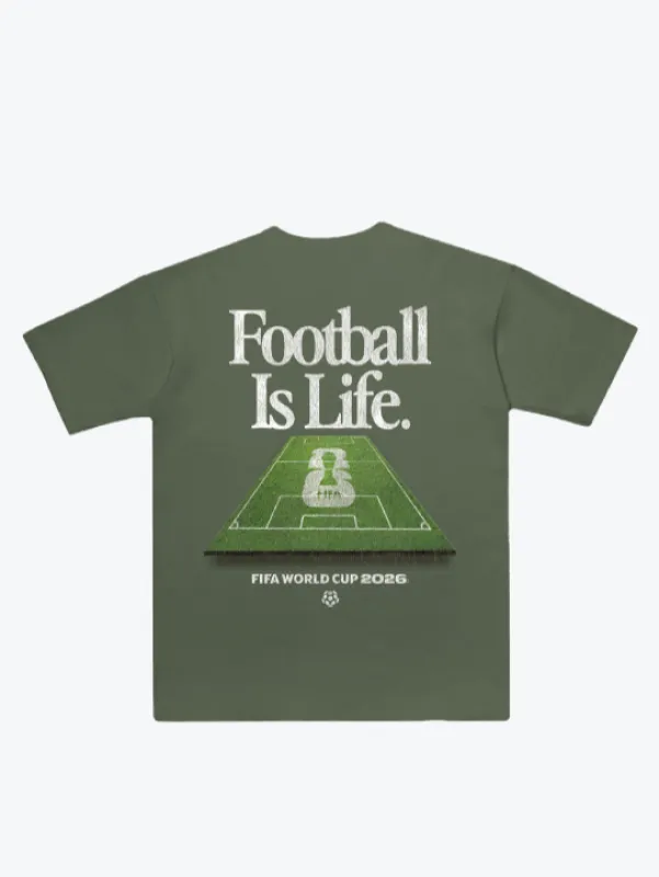 FIFA World Cup 2026™ Football is Life Heavyweight T-Shirt - Olive made by Peace-Collective