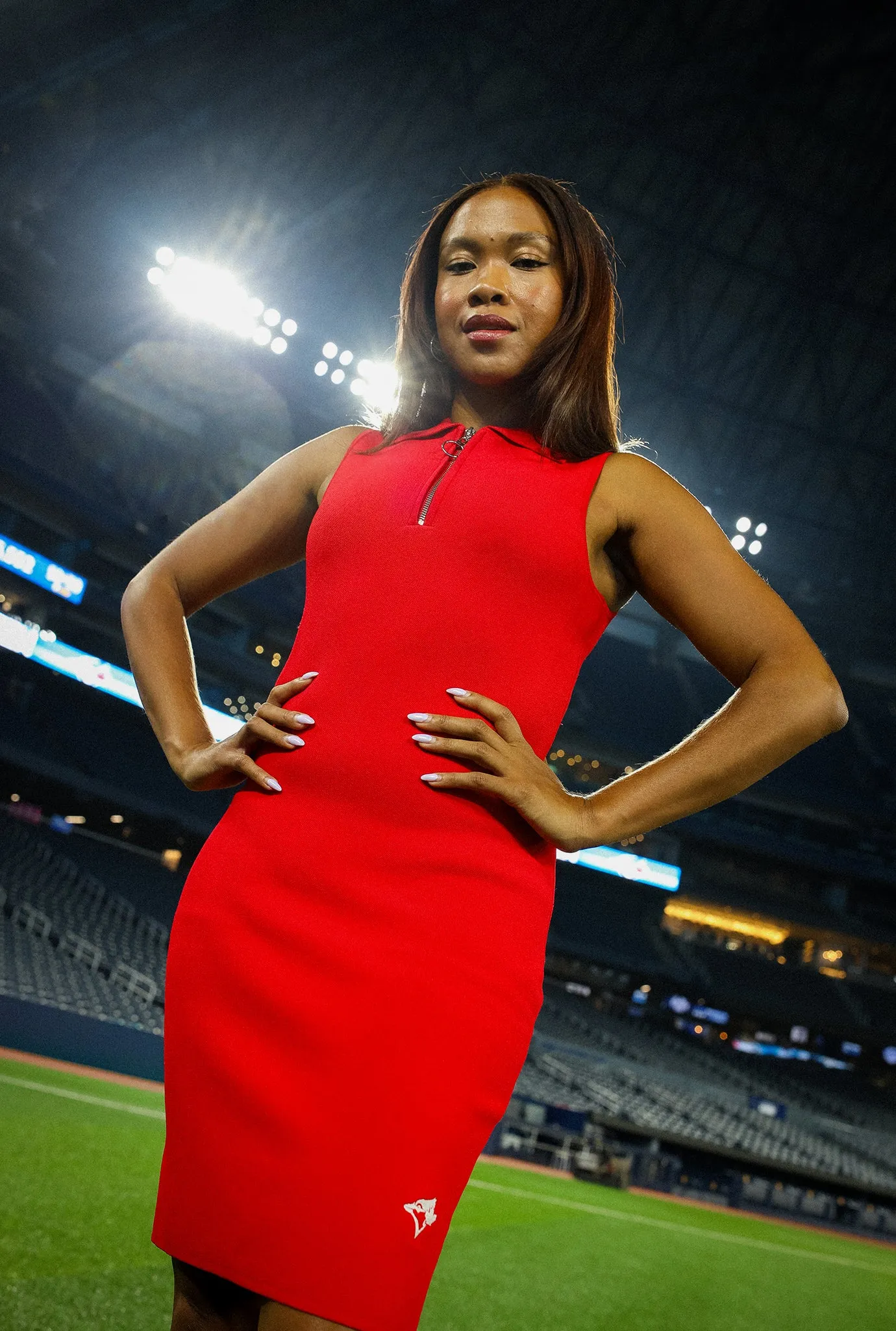 Toronto Blue Jays x Hazel Mae Zip Up Collar Dress - Red sold by Peace-Collective product image thumbnail 2